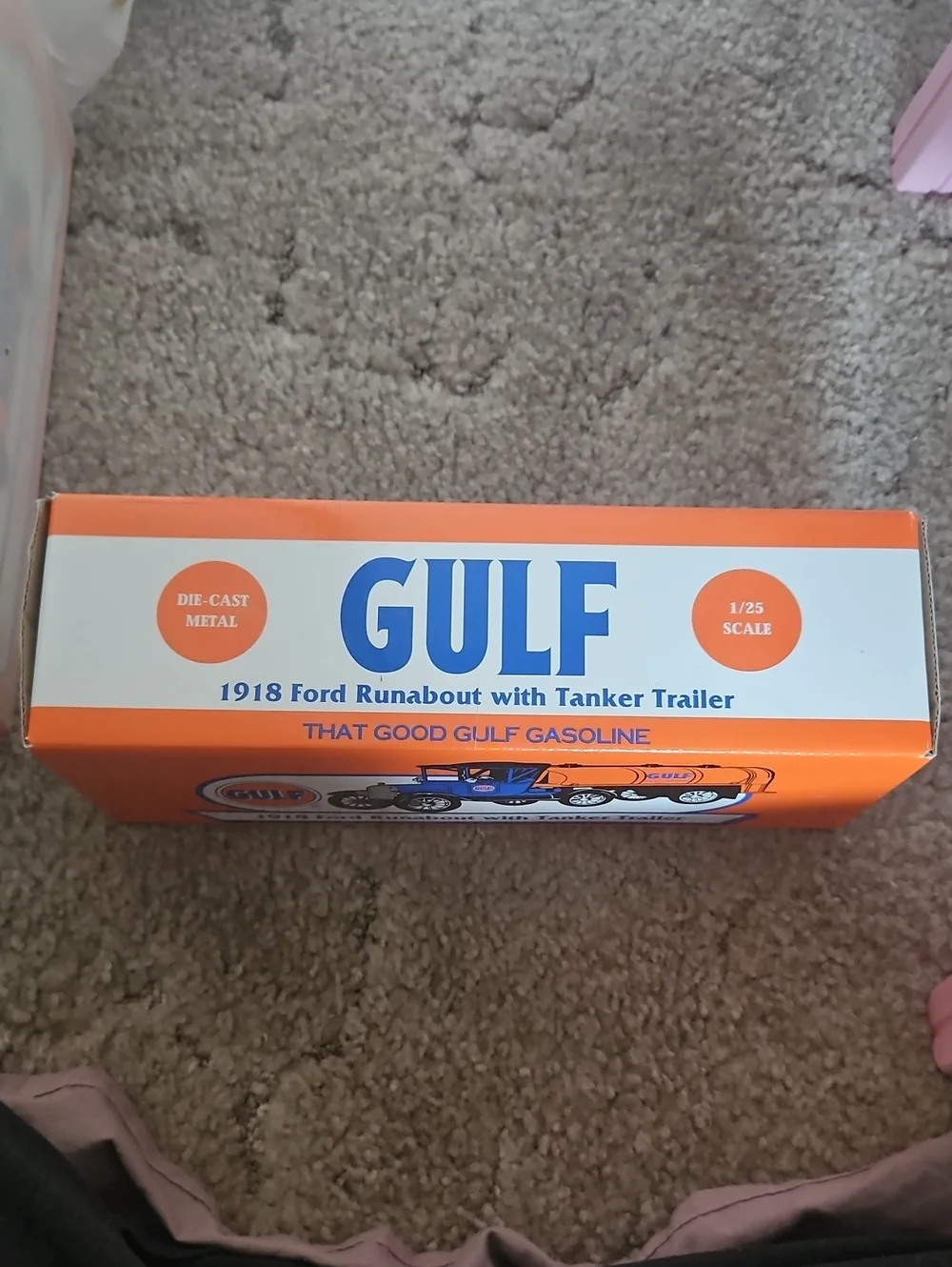 1918 Ford Runabout with Tanker Trailer - Orange & Blue Toy